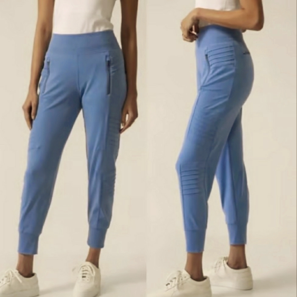 Athleta Periwinkle Ribbed-Panel Jogger Pants